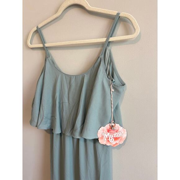 NWT Show Me Your MuMu Caitlin Ruffle Maci Dress In Silver Sage Crisp Size XXS - Picture 6 of 9
